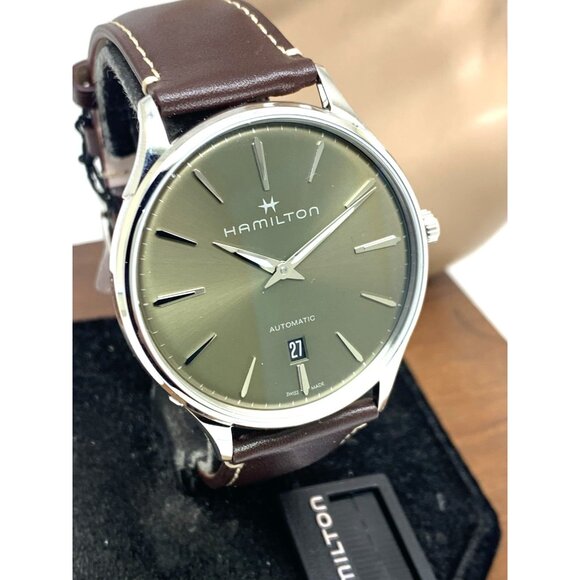 Hamilton Men's Watch H38525561 Swiss Automatic Green Dial Leather Band 40mm - Picture 14 of 15